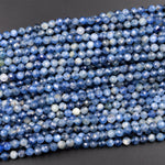 AA Natural Blue Kyanite Faceted 4mm Round Beads 15.5&quot; Strand