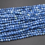 AAA Natural Blue Kyanite Faceted 4mm Round Beads 15.5&quot; Strand