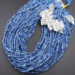 AAA Natural Blue Kyanite Faceted 4mm Round Beads 15.5&quot; Strand