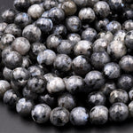 Faceted Larvikite 4mm 6mm 8mm 10mm Round Beads Aka Norway Moonstone Black Labradorite 15.5&quot; Strand