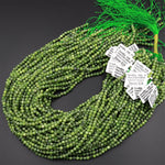 AA Faceted Canadian Jade 3mm 4mm Round Beads Micro Cut Natural Green Jade Gemstone 15.5&quot; Strand