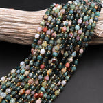 Natural Indian Agate 6mm 8mm Beads Rounded Faceted Energy Prism Double Terminated Points 15.5&quot; Strand