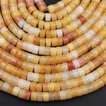 Natural Yellow Aventurine Heishi Beads 4mm 6mm 8mm Thin Disc Rondelle 15.5&quot; Strand