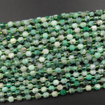 Real Genuine Natural Green Emerald 6mm Beads Faceted Energy Prism Double Terminated Point Cut 15.5&quot; Strand