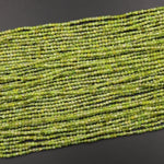 Natural Green Peridot Micro Faceted 2mm Cube Dice Square Beads 15.5&quot; Strand