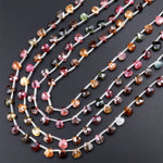 Faceted Tourmaline Teardrop Briolette Beads 6mm Natural Multicolor Watermelon Pink Green Blue Yellow Gemstone 18" Strand