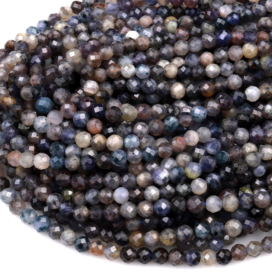 Natural Iolite Faceted 6mm 8mm Round Beads Genuine Real Iolite Gemstone 15.5&quot; Strand