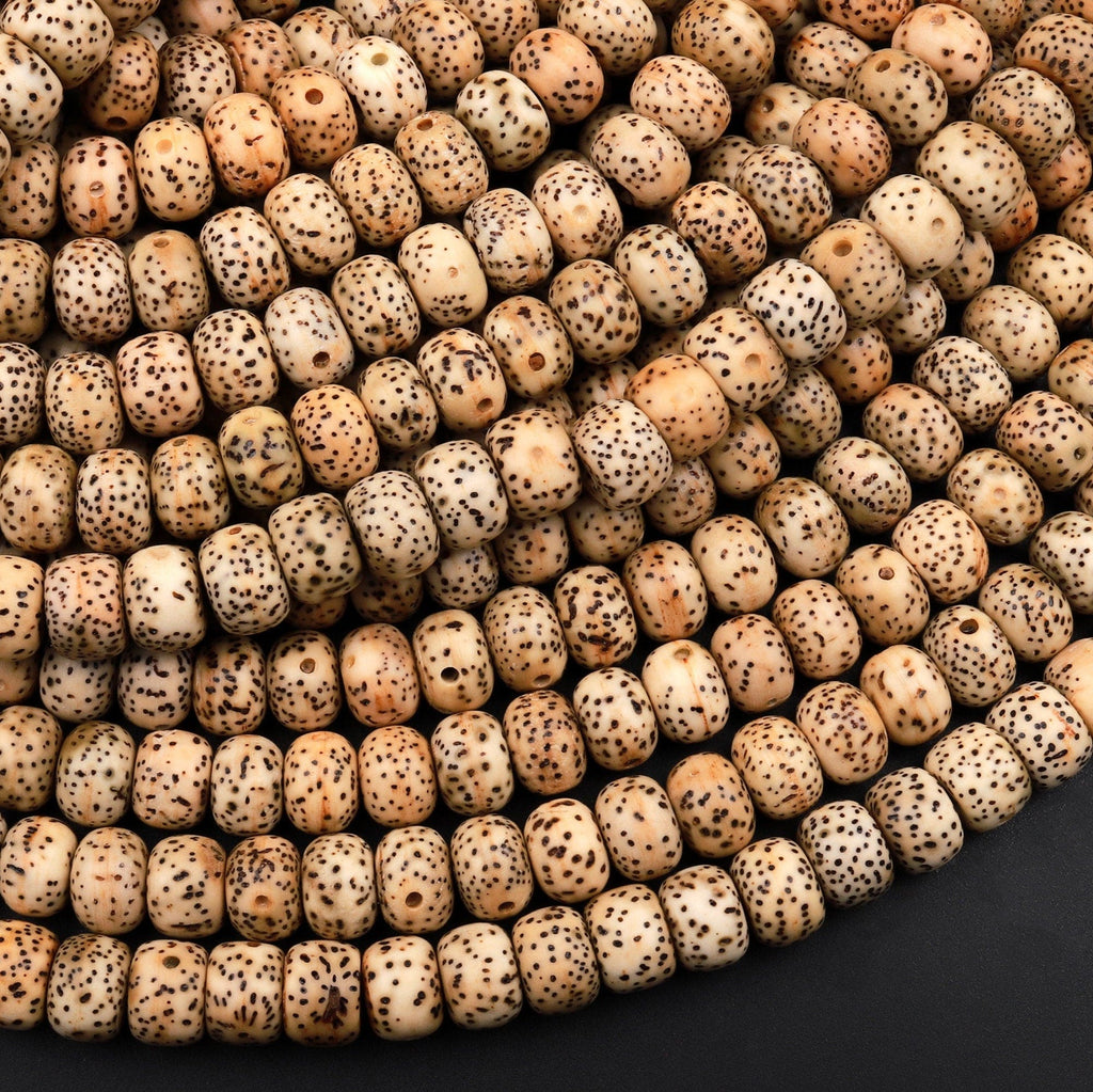 Natural Daemonorops Margaritae Rondelle Beads 6mm 8mm 10mm &quot;Star and Moon&quot; Bodhi Seed Prayer Beads Meditation Mala Making 15.5&quot; Strand