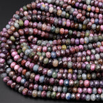 Faceted Natural Sapphire Rondelle Beads 6mm 8mm Multicolor Blue Green Pink Red Real Genuine Gemstone 15.5&quot; Strand