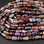 Real Genuine Natural Sugilite Rounded Rectangle Tube Beads From South Africa Richteriste Bustamite 15.5&quot; Strand