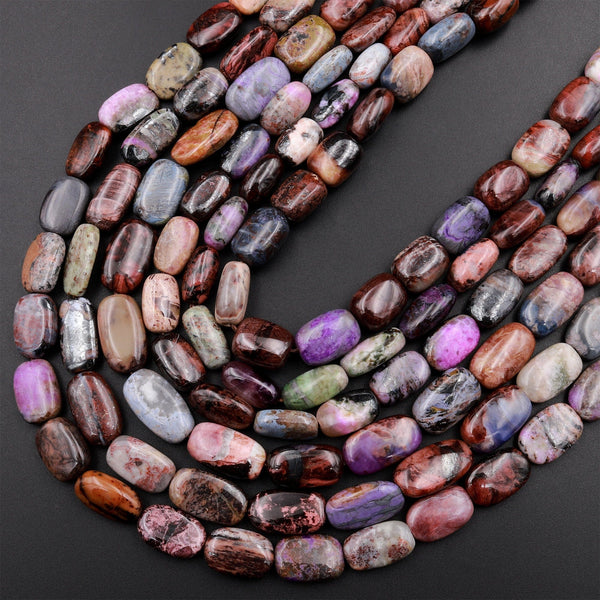 Real Genuine Natural Sugilite Rounded Rectangle Tube Beads From South Africa Richteriste Bustamite 15.5&quot; Strand