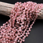Natural Mauve Pink Rose Quartz From Madagascar Faceted 6mm Rounded Briolette Teardrop Beads Good For Earrings 15.5&quot; Strand