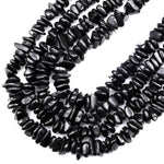 Genuine Natural Shungite Pebble Chip Nugget Beads High Quality Black Lustrous Gemstone from Russia 15.5&quot; Strand