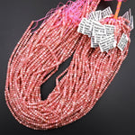 AAA Natural Pink Rhodochrosite 3mm 4mm Faceted Rondelle Beads Micro Diamond Cut Genuine Red Pink Gemstone 15.5&quot; Strand