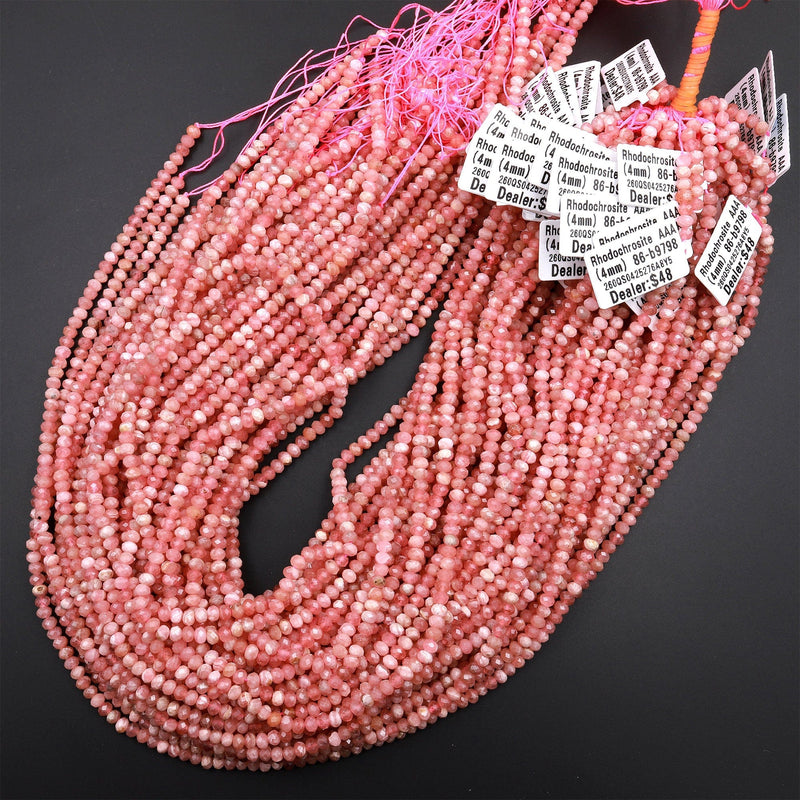 AAA Rhodochrosite Micro Faceted 3mm Beads -RB477 in 2023