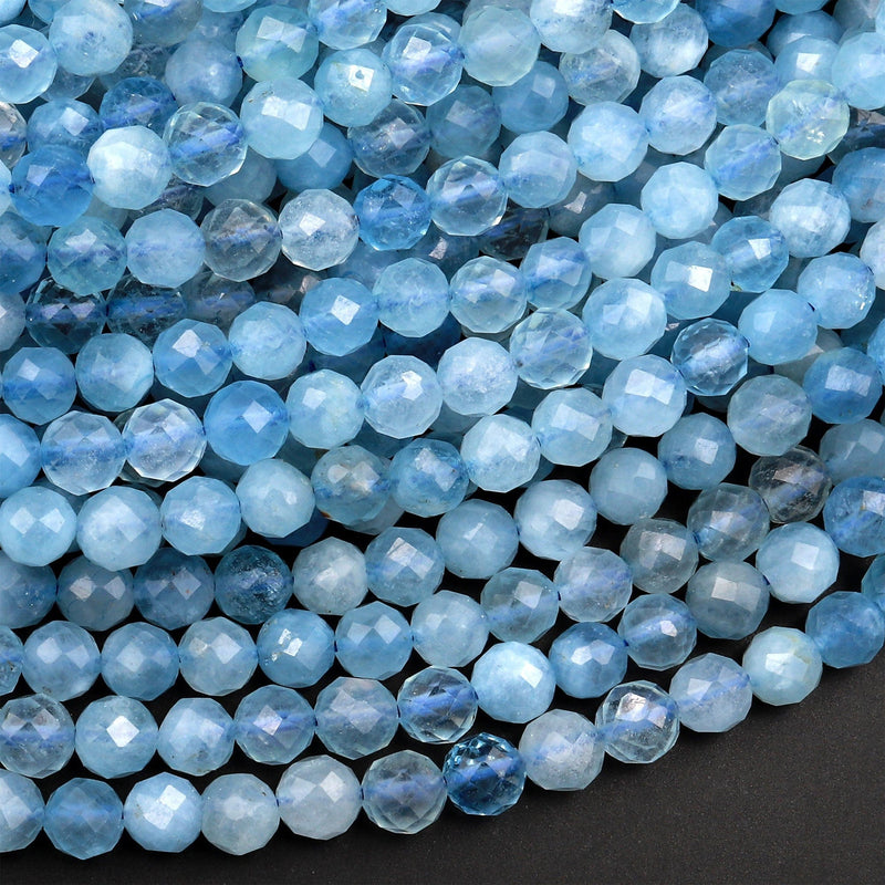 4mm A Natural Aquamarine round beads from China – GemWholesales