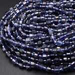 AAA Natural Iolite 6mm 8mm Beads Rounded Faceted Energy Prism Double Terminated Points 15.5&quot; Strand