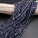 AAA Natural Iolite 6mm 8mm Beads Rounded Faceted Energy Prism Double Terminated Points 15.5&quot; Strand