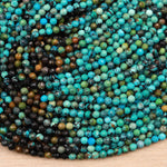 Genuine Natural Turquoise 3mm 4mm Faceted Round Beads Multicolor Blue Green Brown Turquoise Micro Faceted Diamond Cut 15.5&quot; Strand
