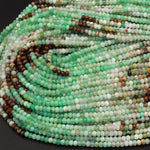 Natural Multicolor Chrysoprase Faceted 3mm Rondelle Beads Diamond Cut Brown Green Gemstone Beads 15.5&quot; Strand