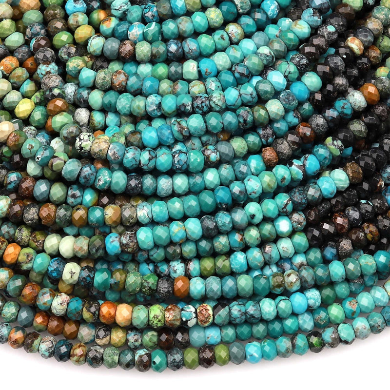 AAA Quality Turquoise Micro-faceted Beads American Turquoise Round Beads  Natural Turquoise Beads for Jewelry Making Turquoise Wholesale Lot 