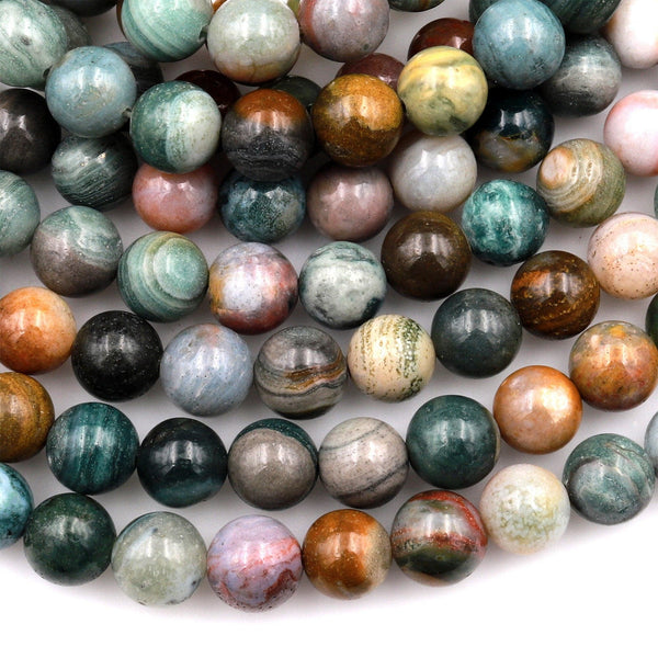 Natural Ocean Wave Jasper Round Beads 4mm 6mm 8mm 10mm 12mm High Quality Round Beads 15.5&quot; Strand