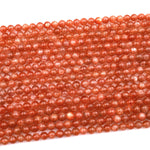 AAA+ Fiery Natural Sunstone Round Beads 5mm 6mm 7mm 8mm 10mm Feldspar Golden Glitters Orange Red Gemstone 15.5&quot; Strand