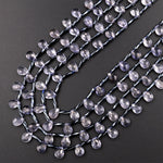 Faceted Natural Light Blue Iolite Teardrop Briolette Beads Real Genuine Iolite Gemstone 15.5&quot; Strand