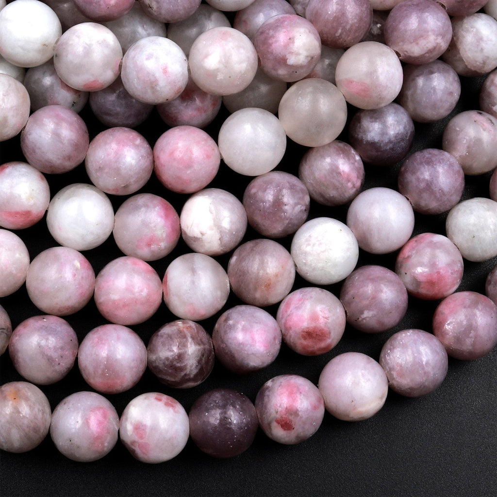 Natural Lilac Rose Lepidolite 4mm 6mm 8mm 10mm Round Beads 15.5&quot; Strand