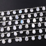 Faceted Natural Rainbow Moonstone Teardrop Briolette Beads 15.5&quot; Strand