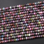 Faceted Natural Sapphire Rondelle Beads 6mm 8mm Multicolor Blue Green Pink Red Real Genuine Gemstone 15.5&quot; Strand