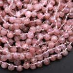 Natural Mauve Pink Rose Quartz From Madagascar Faceted 6mm Rounded Briolette Teardrop Beads Good For Earrings 15.5&quot; Strand