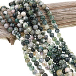 Natural Green Tree Agate 6mm 8mm 10mm Round Beads 15.5&quot; Strand