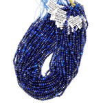 Micro Faceted Natural Blue Lapis Lazuli Rondelle Beads 4mm 5mm 15.5&quot; Strand