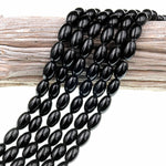 AAA Natural Black Onyx Smooth Drum Barrel Beads 9x6mm 13x8mm Natural Black Gemstones 15.5&quot; Strand