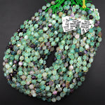 Faceted Natural Fluorite 8mm Beads Energy Prism Double Terminated Point Cut 15.5&quot; Strand