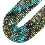 Genuine Natural Turquoise 3mm 4mm Faceted Rondelle Beads Multicolor Blue Green Brown Turquoise Micro Faceted Diamond Cut 15.5&quot; Strand