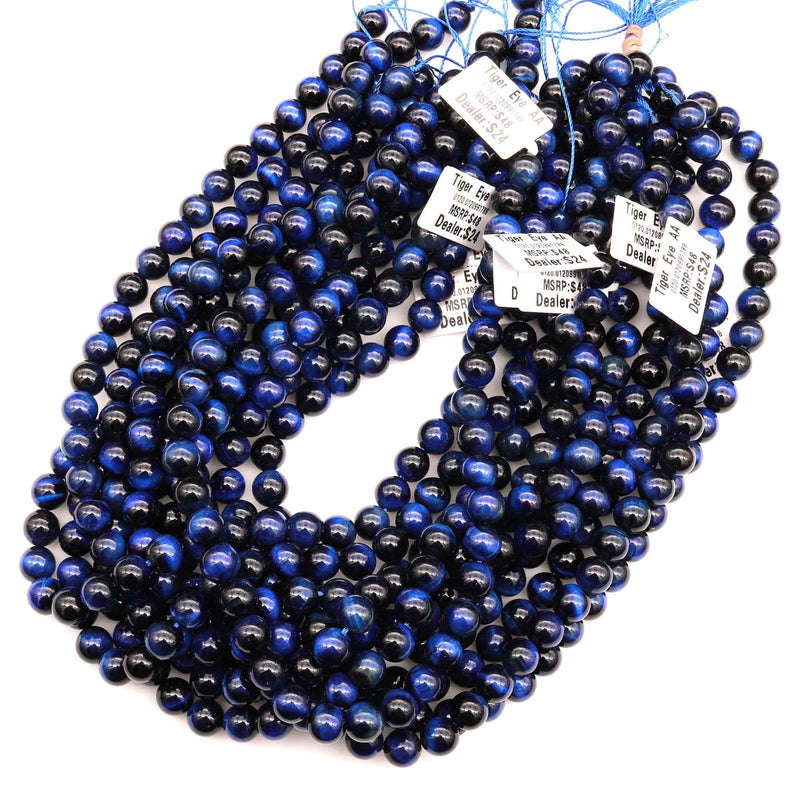 6mm Blue Tigers Eye Round Beads