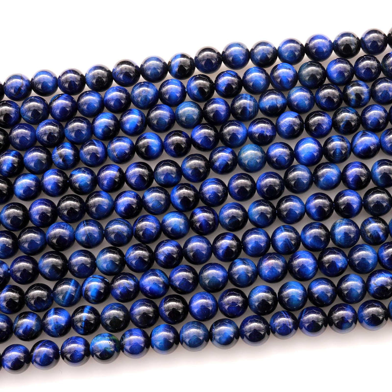 Mystic Lapis Blue Tiger's Eye 4mm 6mm 8mm 10mm Smooth Round Beads –  Intrinsic Trading