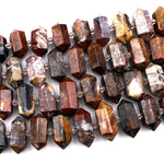 Natural Pietersite Beads Faceted Double Terminated Points Drilled Real Genuine Gemstone Focal Pendant 15.5&quot; Strand