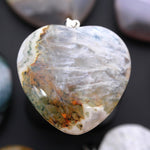 AAA Natural Agate Geode Drusy Pendant Heart Shape Gemstone
