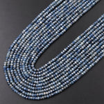 AA Natural Blue Sapphire Faceted 3mm Rondelle Beads Micro Laser Diamond Cut Genuine Gemstone 15.5&quot; Strand