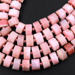 AAA Natural Peruvian Pink Opal Faceted Rondelle Wheel Beads Pink Opal Faceted Saucer Center Drilled Disc 15.5&quot; Strand