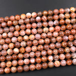 Fiery Natural Sunstone Round Beads 6mm 8mm 10mm 15.5&quot; Strand