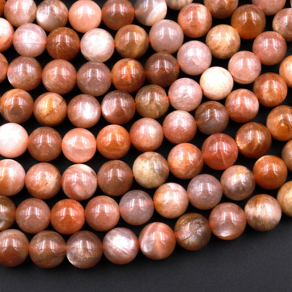 Fiery Natural Sunstone Round Beads 6mm 8mm 10mm 15.5&quot; Strand