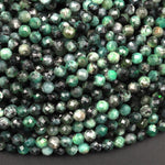 Real Genuine Natural Green Emerald Gemstone Faceted 3mm 4mm 5mm Round Beads Laser Diamond Cut Gemstone May Birthstone 15.5&quot; Strand
