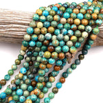 Real Genuine Natural Blue Green Brown Turquoise 6mm 8mm 10mm Smooth Round Beads 15.5&quot; Strand
