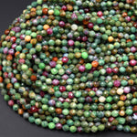 Faceted Natural Ruby Fuchsite Fuschite 4mm Round Beads Pink Green Gemstone 15.5&quot; Strand