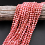AAA Natural Pink Rhodochrosite 4mm 6mm Smooth Round Beads Genuine Red Pink Gemstone 15.5&quot; Strand