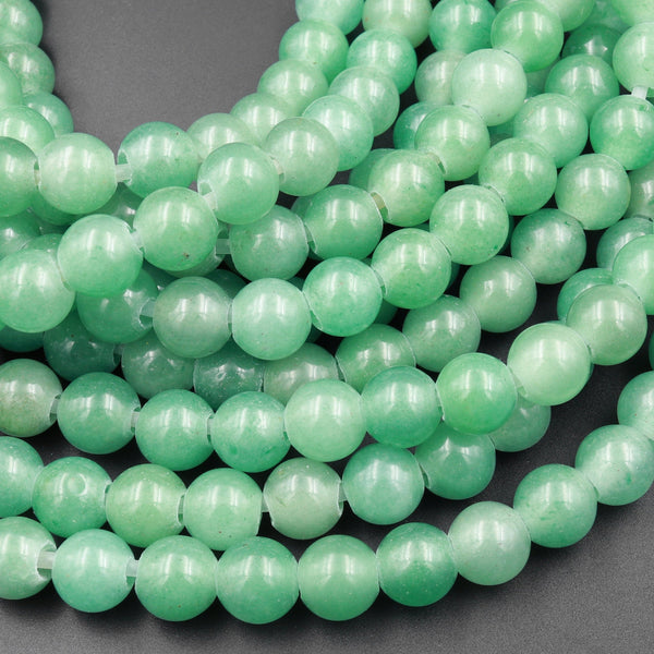 Large Hole Beads 2.5mm Drill Natural Green Aventurine 8mm 10mm Round Beads 8&quot; Strand
